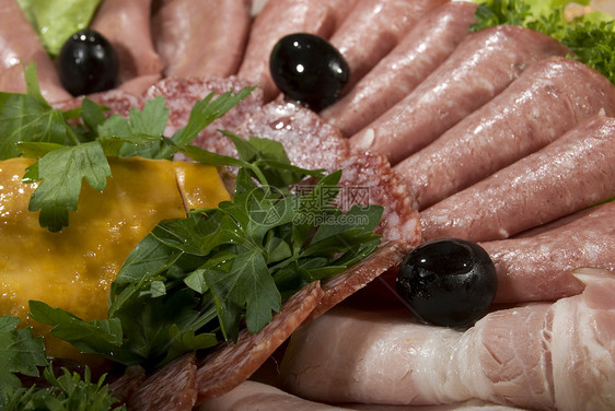 肉食开胃菜晚餐沙拉食品美味猪肉牛肉美食香肠烹饪菜单图片