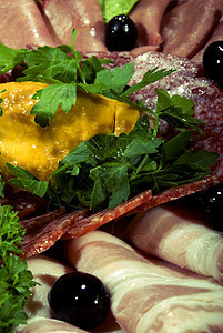 肉食开胃菜香菜美味晚餐烟熏菜单沙拉烹饪享受餐厅熏肉图片
