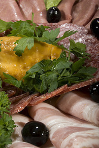 肉食开胃菜美食享受熏肉奢华香肠牛肉烟熏盘子火腿猪肉图片