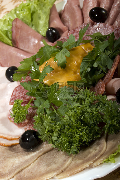 肉食开胃菜食品猪肉奢华牛扒晚餐熏肉香肠火腿餐厅沙拉图片