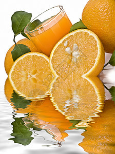 西班牙橘子早餐玻璃预防树叶维生素果汁生物饮食流感净化图片