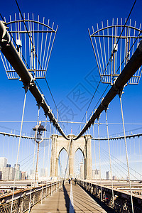 美国纽约市曼哈顿布鲁克林大桥建筑物地标城市桥梁电缆世界建筑外观旅行市政背景图片