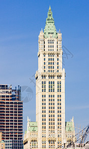 美国纽约市曼哈顿Woolworth大楼建筑学城市位置市中心世界建筑旅行地标摩天大楼建筑物图片