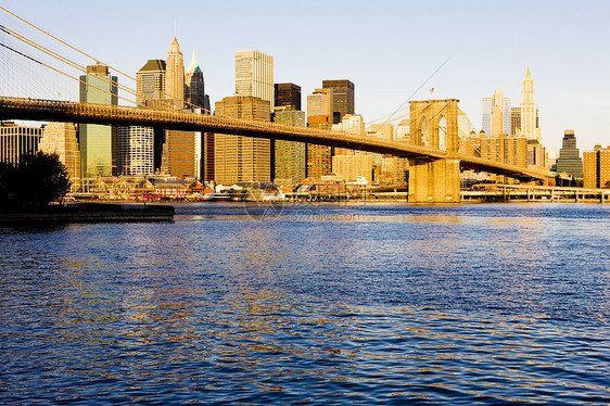 曼哈顿与布鲁克林桥 美国纽约市市政风光外观景观城市摩天大楼桥梁建筑位置建筑学图片