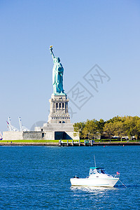 美国纽约中央公园自由岛和自由女神像 美国纽约纪念碑旅行世界位置雕像外观自由雕塑地标背景