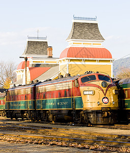 美国新罕布什尔州北康威铁路博物馆牵引运输博物馆引擎位置火车站世界马达火车内燃机车图片