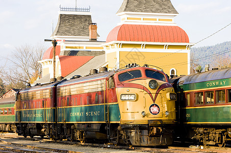 美国新罕布什尔州北康威铁路博物馆火车内燃机车车站马达发动机交通工具外观运输引擎机车图片