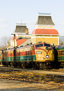 美国新罕布什尔州北康威铁路博物馆世界车站旅行内燃机车柴油机牵引铁路引擎位置博物馆图片
