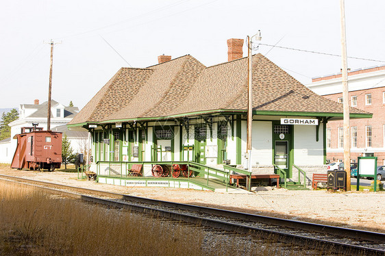 美国新罕布什尔州Gorham铁路博物馆车站外观铁路运输位置博物馆交通工具运输铁路火车站世界图片