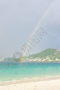 格林纳达格朗昂斯湾彩虹折射海景自然现象旅行海岸外观海滩热带支撑图片