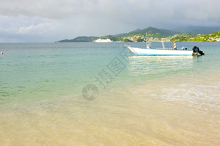 小清晰背景格林纳达格朗昂斯湾血管世界船只海景海岸风景岛屿外观海滩热带背景