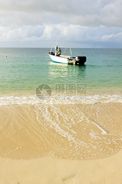 格林纳达格朗昂斯湾船只海景外观血管岛屿位置世界旅行支撑海岸图片