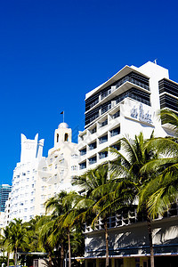 美国佛罗里达州迈阿密海滩Art Deco区建筑外观旅行城市艺术建筑学世界位置酒店建筑物图片