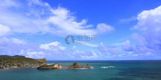 圣卢西亚破坏旅行海岸蓝色假期海岸线云景天堂岩石热带图片