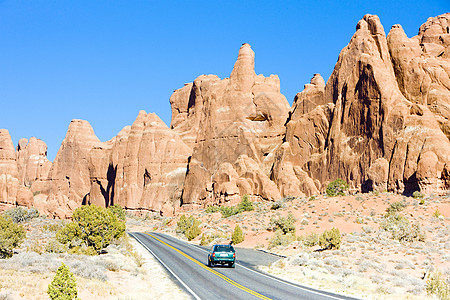 汽车构造美国犹他州犹他州国家公园世界拱门自然保护区旅行构造侵蚀外观地质学汽车运输背景