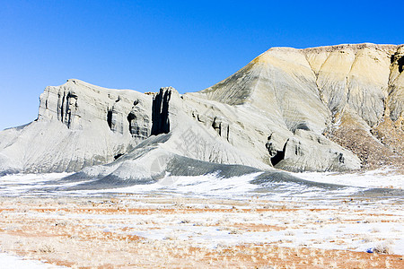 美国犹他州的冬季风景世界外观地质岩石海角位置地质学构造旅行侵蚀图片