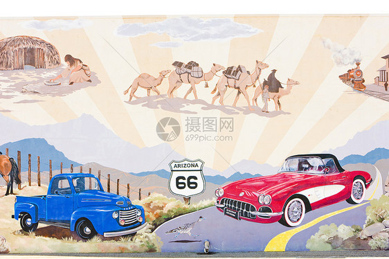 66号公路 美国亚利桑那州金曼外观路线绘画图片