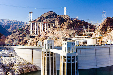 美国亚利桑那内瓦达州胡佛大坝外观自然资源力量建筑能量发电厂电力活力电站水力发电图片