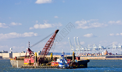 美国上纽约湾港港口外观海洋运输水手工业水运血管船运航运业水路图片
