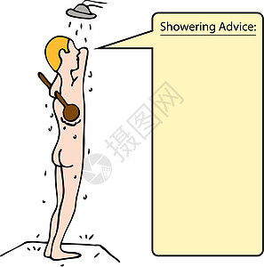 男人在淋浴中擦背图片