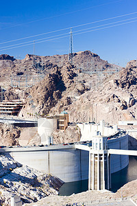 美国亚利桑那内瓦达州胡佛大坝电站水电活力建筑学水力发电生产建筑发电能量弹幕图片