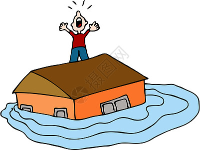 洪水泛滥的房屋卡通片海啸救援夹子草图灾难帮助房子插图保险图片
