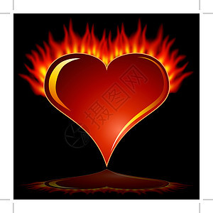 燃烧的心插图红色橙子剪贴黑色艺术夹子火焰背景图片