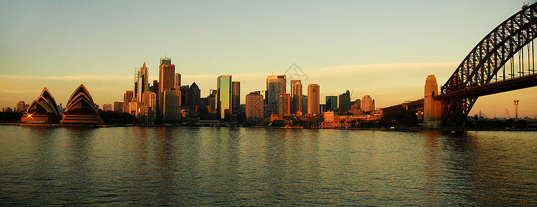 Sydney全景天空地标蓝色城市歌剧院天际建筑学港口图片