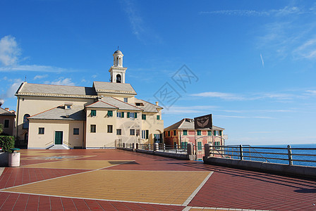 意大利利古里亚州热那亚船运房子胡同海滩历史摩天大楼喷泉石墨长廊港口图片