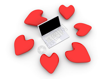 笔记本电脑在爱屏幕互联网婚姻合伙监视器技术晶体管键盘约会伙伴图片