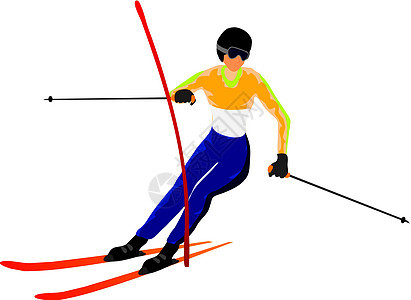 滑雪滑雪杖回旋下坡激流插图运动滑雪板背景图片
