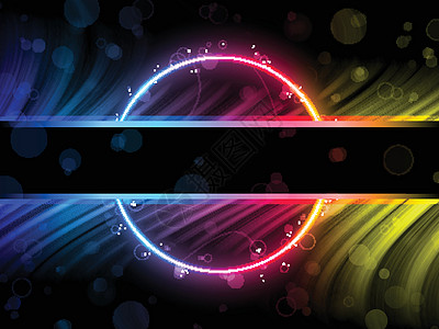 彩虹圆圈与斯帕克莱斯和斯沃尔斯的边界曲线卡片海浪漩涡星星耀斑电脑娱乐插图装饰品图片