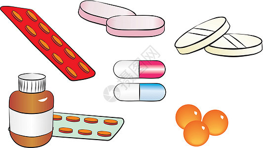 一套不同的药丸和胶囊图片