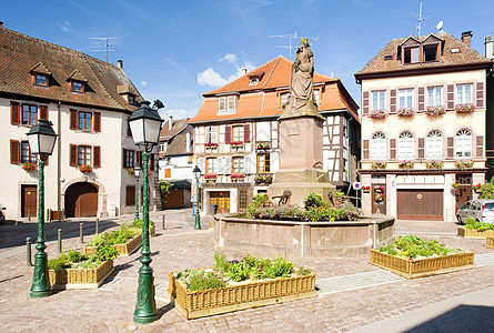 法国阿尔萨斯 里伯维尔结构雕像建筑物世界建筑城市村庄旅行房屋市政图片