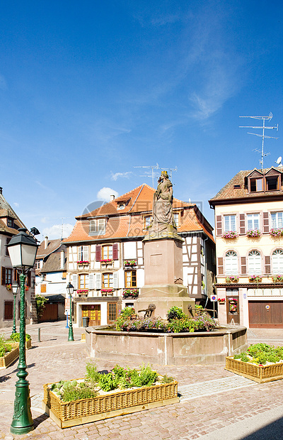 法国阿尔萨斯 里伯维尔正方形结构村庄位置城市建筑学市政旅行房子世界图片