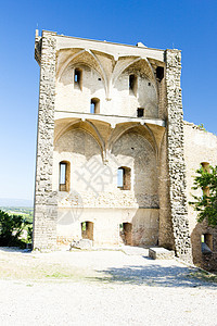 法国普罗旺斯 法国圣塔多内乌夫杜帕佩的教皇座椅城堡外观旅行历史性位置纪念碑建筑物景点地标废墟图片