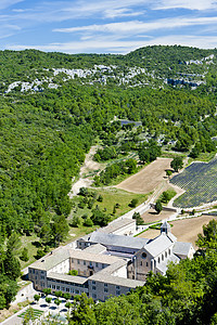 法国普罗旺斯普罗旺斯Senanque修道院世界历史景点建筑学鸟瞰图历史性教会外观位置建筑图片