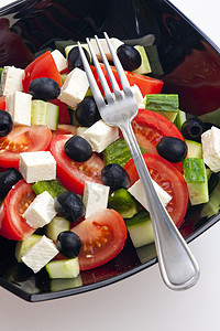 希腊沙拉黄瓜静物食物膳食食品胡椒菜肴蔬菜叉子内饰图片