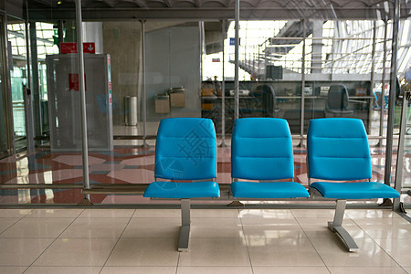 空空席位座位大厅休息室玻璃走廊运输蓝色房间控制板飞行图片