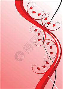 红色花色背景装饰滚动墙纸粉红色风格漩涡创造力绘画插图曲线图片