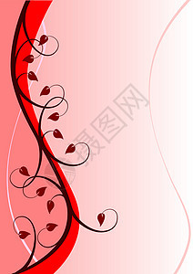 B 摘要红花背景装饰深红色叶子漩涡滚动创造力绘画红色粉红色曲线图片