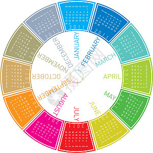 2011年多彩的日历杂志调度圆形议程年度新年日记日程时间约会图片