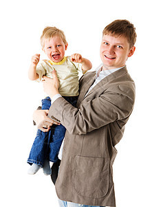 快乐的父亲压痛工作室喜悦家庭儿子男人亲热儿童金发男生图片
