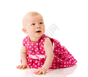 婴儿女婴全身童年眼睛孩子乐趣裙子幸福好奇心女孩儿童图片