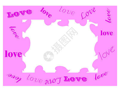 带有红心的粉粉valentine 边框背景图片