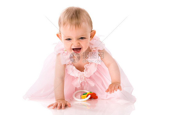 婴儿女婴幸福裙子快乐乐趣工作室喜悦女孩微笑玩具孙子图片