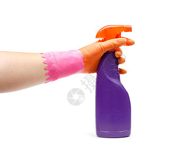 干净的主妇塑料女士橡皮工具整理洗涤剂瓶子手套液体图片