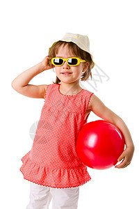 夏日快乐女孩闲暇太阳裙太阳镜活动童年游戏帽子女性幸福女儿图片