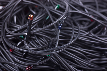 圣诞节缠在一起黑色插头电缆团体细绳纠纷技术网络危险白色图片