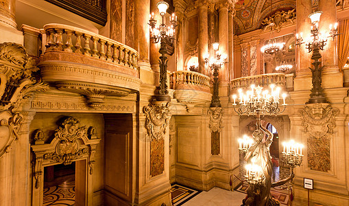 巴黎大歌剧院内地地标天花板枝形历史性楼梯门厅画廊宫殿音乐会吊灯图片